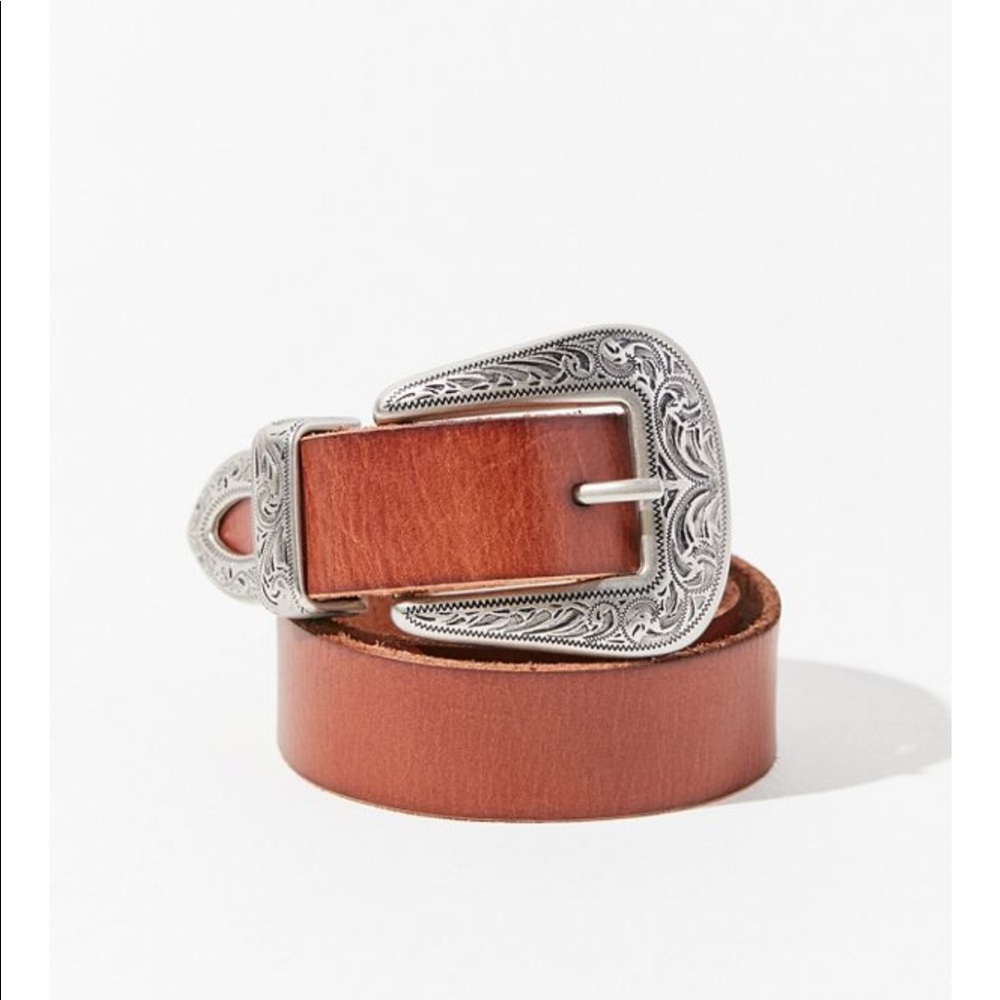 UO Western Leather Belt - Brown